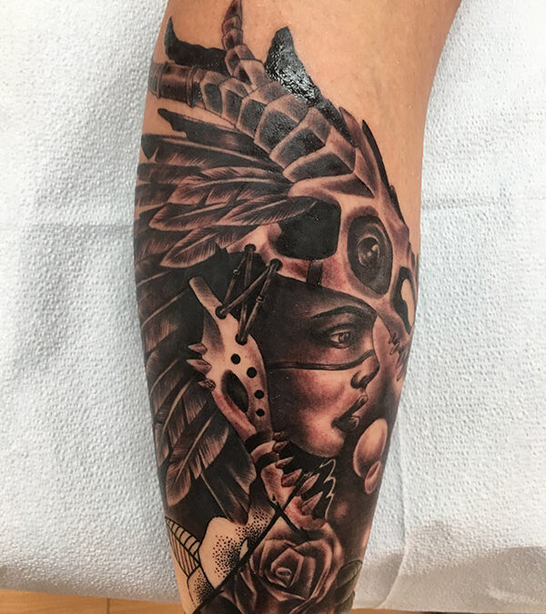Indian Head With Feathers Tattoo – Tattoo for a week
